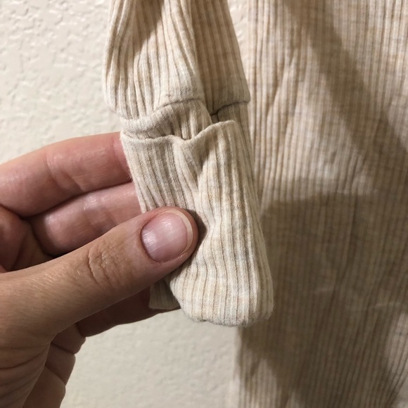 Little Sleepies Ribbed Heathered Oatmeal Bamboo Blend Zippie Sleeper 6-12 Months - Picture 5 of 6